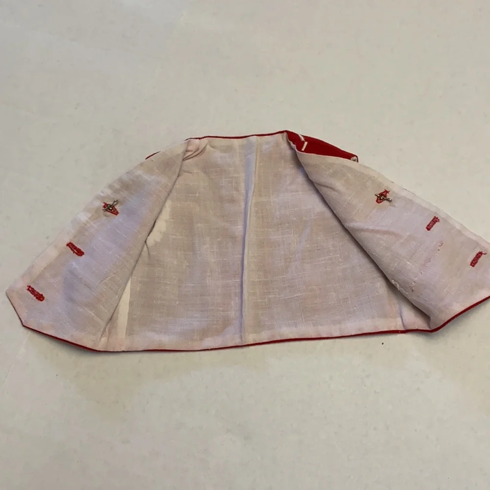 Vintage Buttons & Red corduroy Unisex Childs Vest